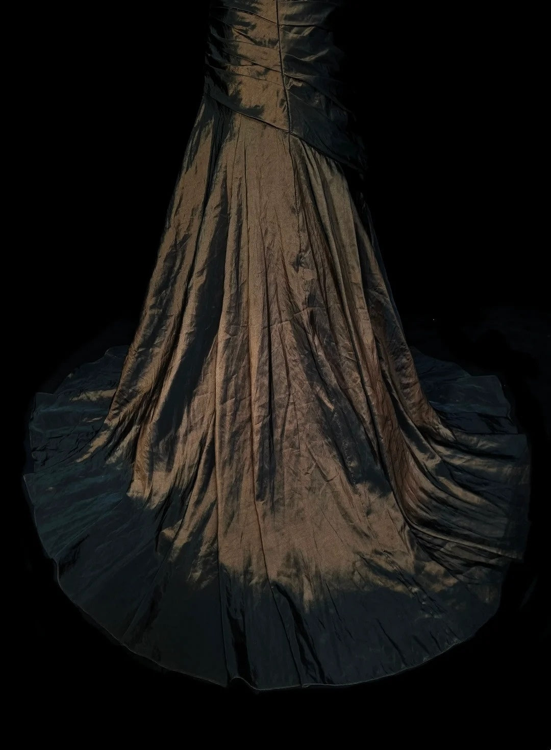 Vintage Meerjungfrauen-Abendkleid mit Herzausschnitt, ärmellos, braun, 80er Jahre, langes formelles Abendkleid N1430
