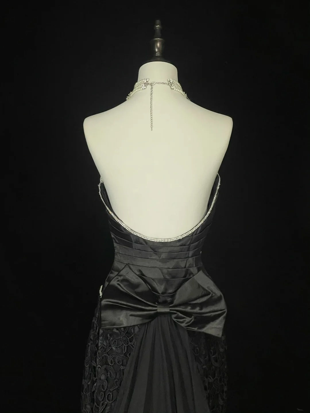 Vintage Mermaid Sweetheart Black Lace 90s With Beaded Long Prom Dresses Senior High Schools Formal Party Dress N1437