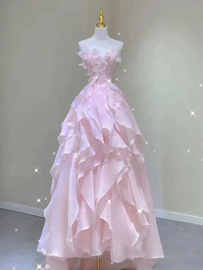 Robe de soirée rose de princesse, robe de fête féerique, robe fleurie d'anniversaire pour fille - Robes de soirée formelles AB518