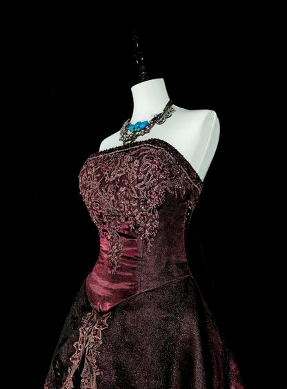 Robe de bal vintage, style rétro années 50, élégante et bustier, longue, marron, inspiration N1994