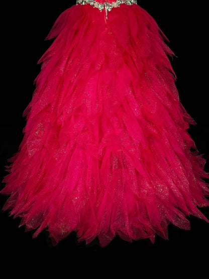 Vintage Ballkleid mit eckigem Ausschnitt, pinkfarbenem Tüll und mehreren Lagen, gestuftes Kleid für Sweet 16, Quinceañera, langes Kleid, Vestidos De Fiesta N1436