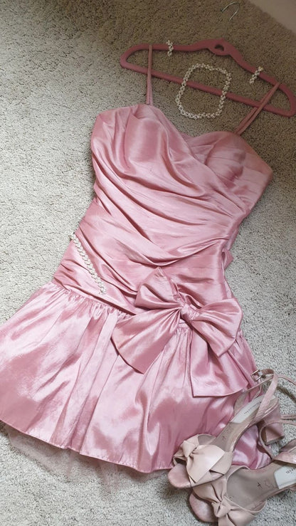 Robe courte moulante à fines bretelles rose pour bal de promo, remise de diplôme, danse, anniversaire, 17e fête, tenues RB3201