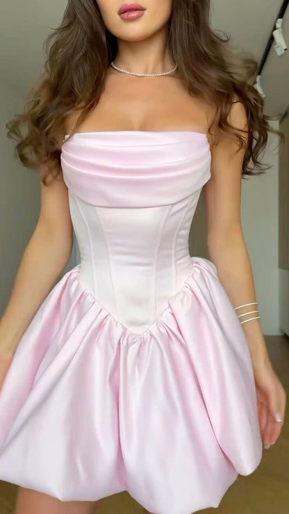 Robes de Bal Courtes Rose Mini Sans Bretelles Sans Manches Senior Inspo N4739