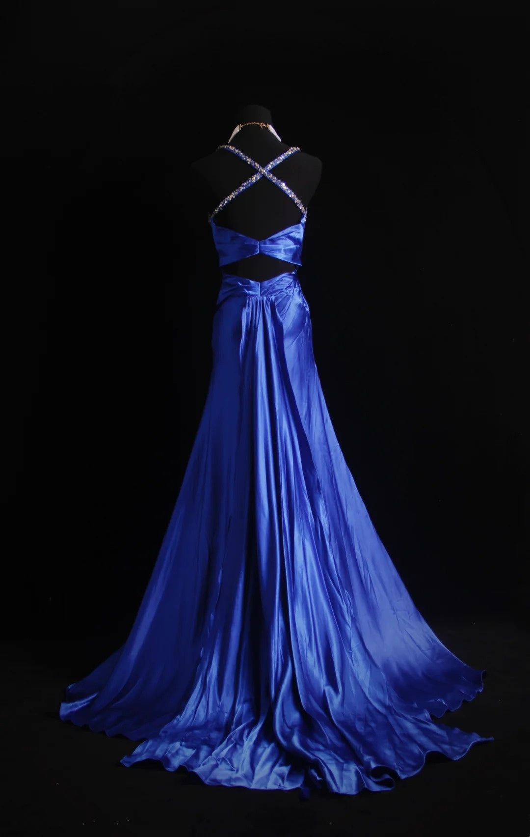 Retro-Meerjungfrauenkleid mit Spaghettiträgern, königsblauer Satin, langes Ballkleid im Stil der 2000er Jahre, Inspiration für Outfits zum 18. Geburtstag, formelles Kleid N497