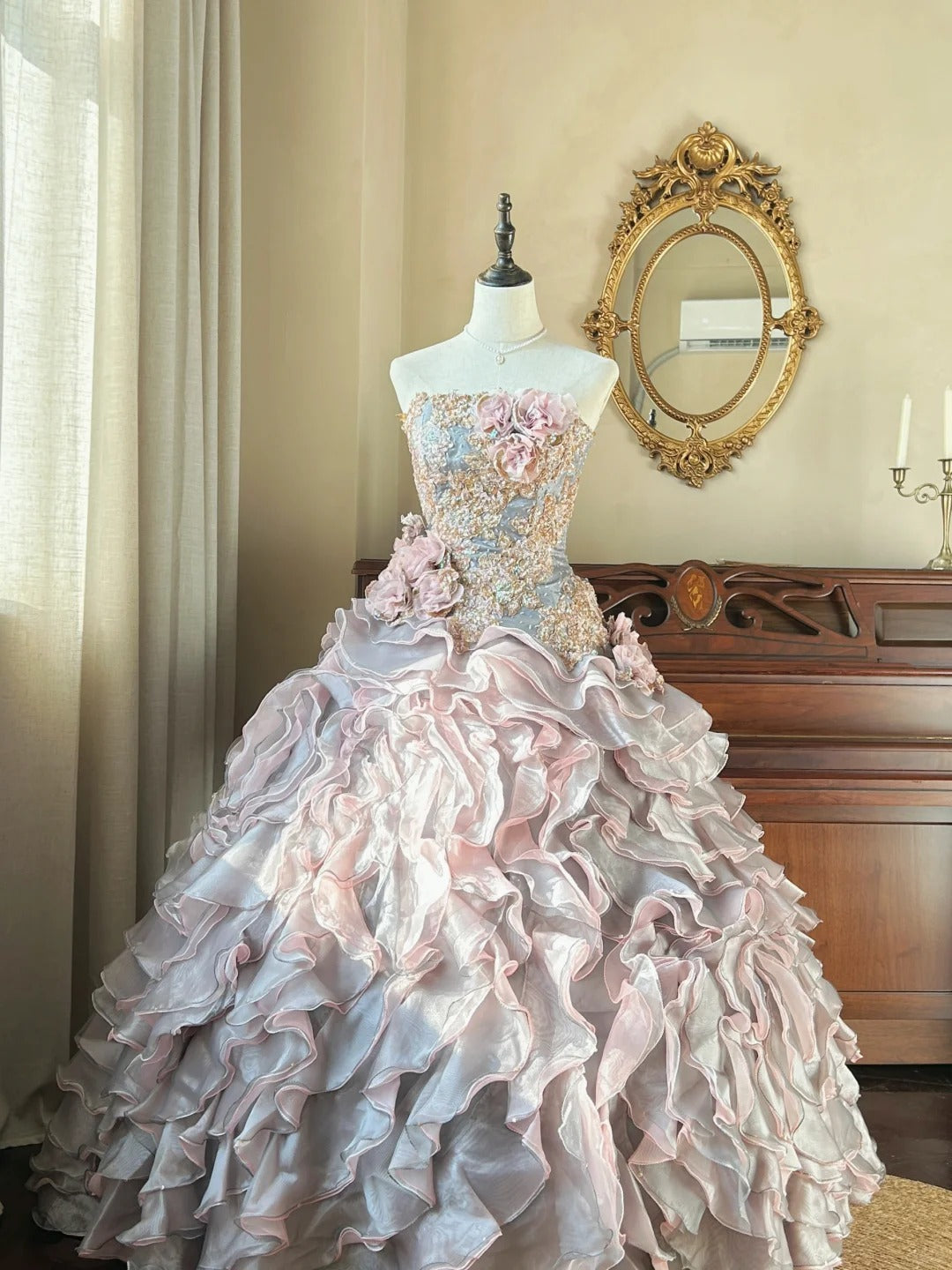 Cute  Ball Gown Strapless With Layers Tiered Sweet 16 Dresses Long 15 Vestidos De Fiesta N2267