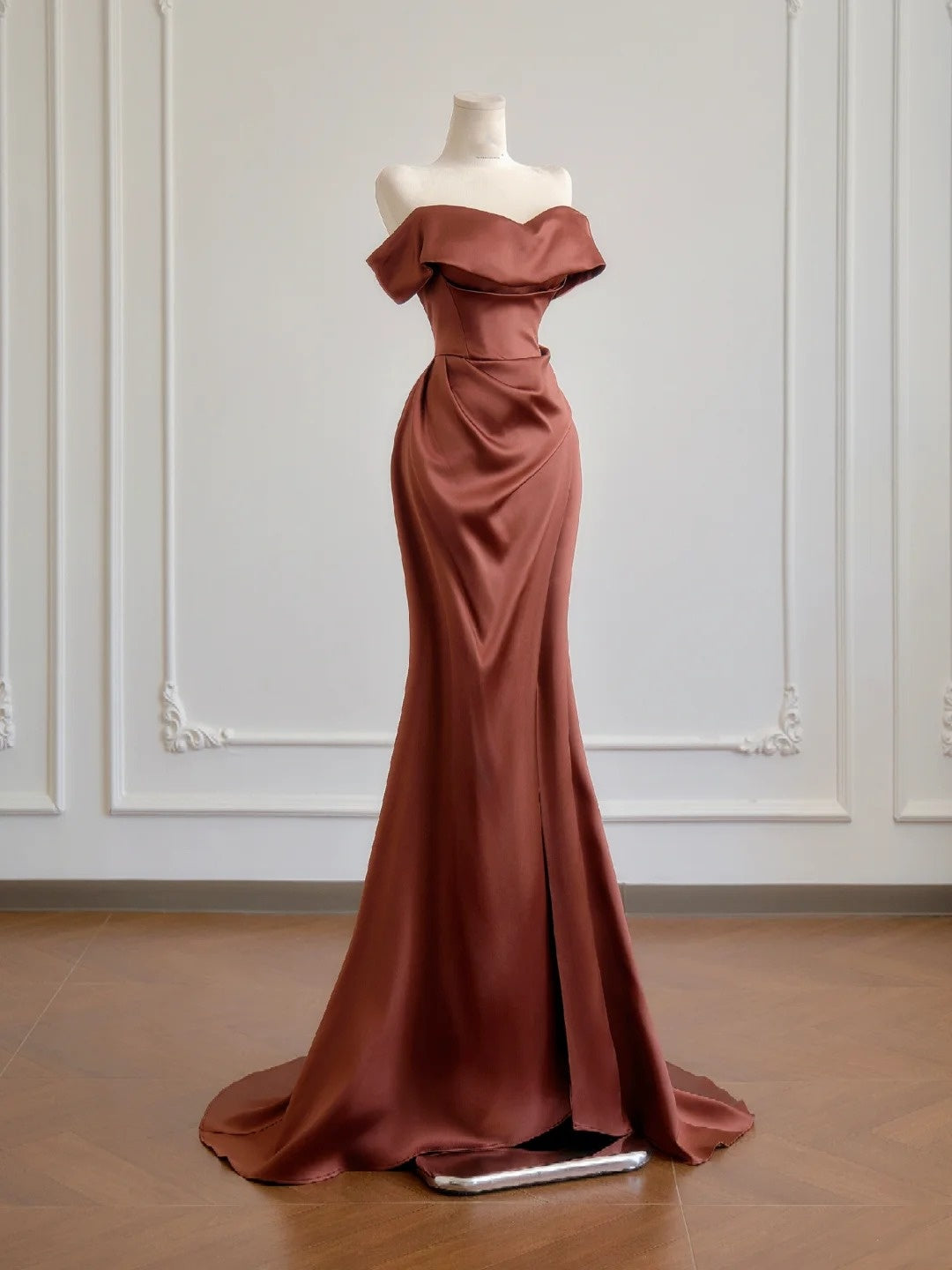 Glamouröses Meerjungfrauen-Abendkleid mit schulterfreiem Ausschnitt und kurzen Ärmeln, langes formelles Abendkleid, Geburtstagskleid N378