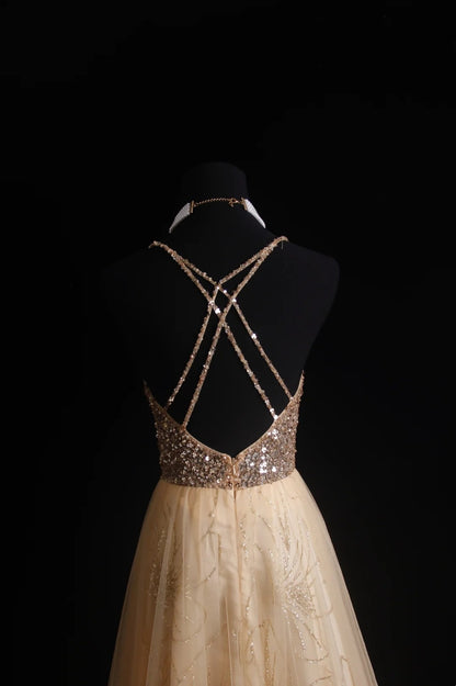 Retro-A-Linien-Kleid mit Spaghettiträgern, Tüll- und Perlenbesatz am Oberteil, langes Ballkleid im Stil der 1950er Jahre, Inspiration für Outfits zum 18. Geburtstag, formelles Kleid N495