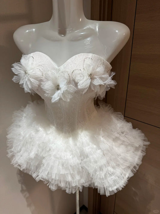 Cute Ball Gown Sweetheart Little White Tulle Night In Rio Inspo Hoco Dress Ideas Homecoming Dresses RB4033
