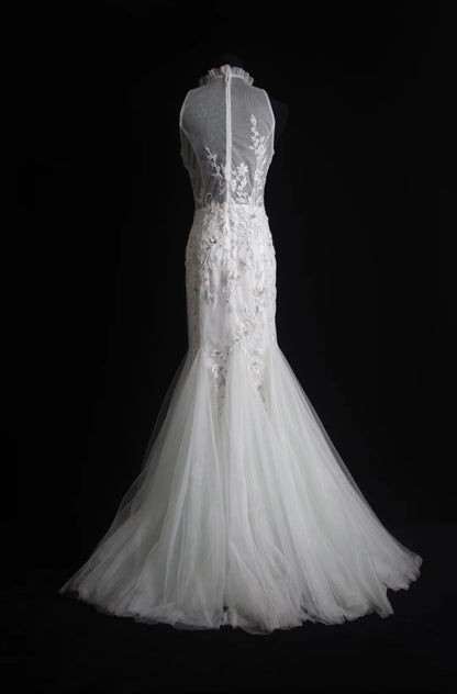 Retro-Meerjungfrauenkleid, weiß mit Applikationen, langes Ballkleid im Stil der 2000er Jahre, Inspiration für Outfits zum 19. Geburtstag, formelles Kleid N505