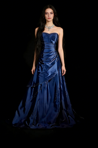 Robes de bal en satin, décolleté en cœur, robe de soirée perlée, robe de soirée NN777