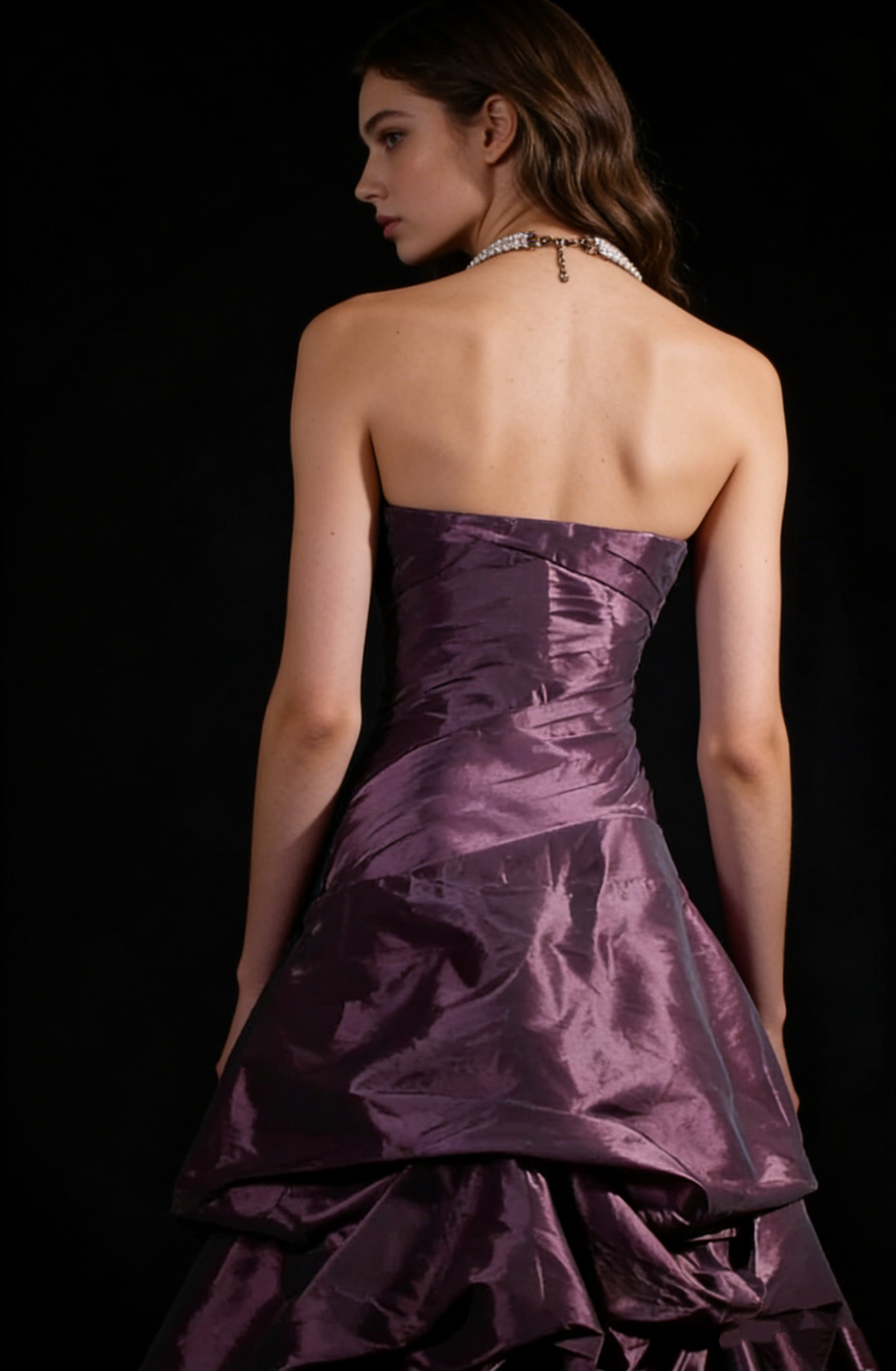 Vintage Prom Dresses 2000s Ball Gown Sweetheart Grape Satin Prom Dress Inspiration Long Prom Dresses AU056