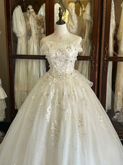 Robes de mariée vintage années 80 Robe de bal bustier à sequins longue Robe de mariée ajustée N2269