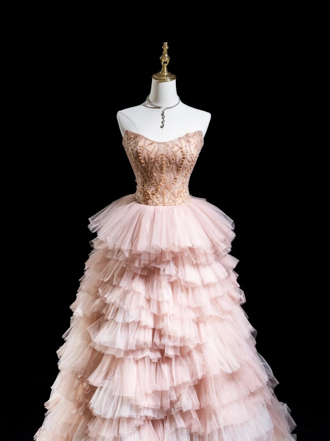 Beautiful Pink Ball Gowns Strapless Satin Tulle Party Dresses Prom Dresses Impress Sweet 16 Formal Dress N296