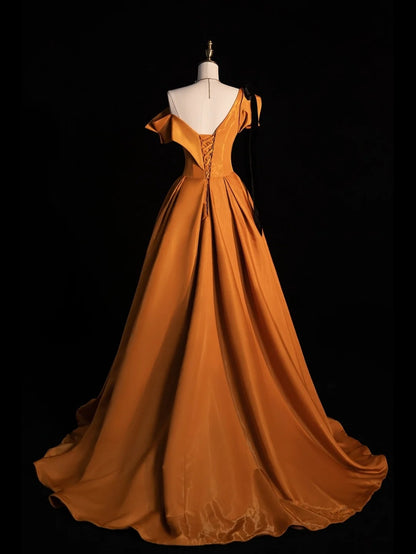 Elegantes Ballkleid, schulterfrei, Satin, ärmellos, für den Abschlussball, langes formelles Kleid für die High School, N1267