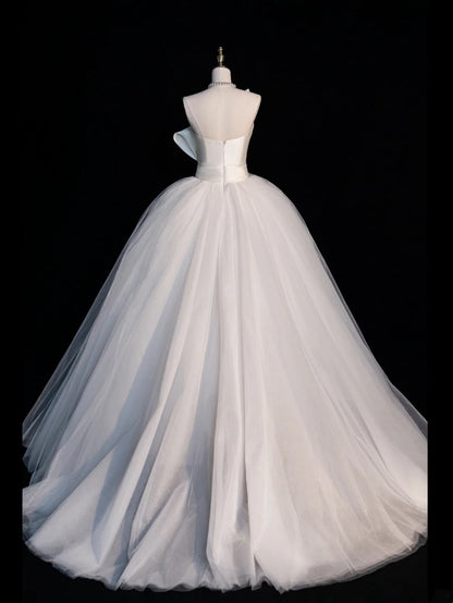 Vintage Style Ball Gown Strapless White Tulle Brides Gown Bridal Dress Style Long Wedding Dresses RB6554
