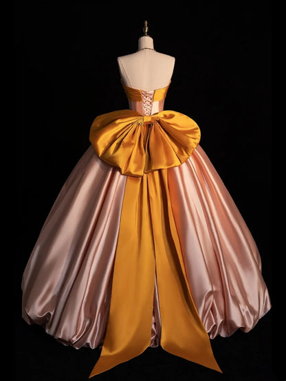 Elegantes, trägerloses Ballkleid aus Satin in Rosa – Inspiration für festliche Anlässe und Prinzessinnenkleider N1281