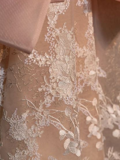Robe de bal princesse en satin rose poudré, col en V, tenue de soirée pour l'université, robe de fin d'année pour adolescentes N1345