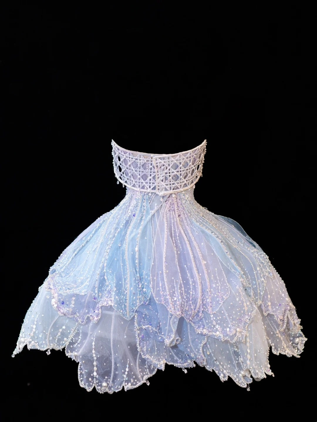 Prinzessinnen Ballkleid Trägerlos Eisblau Pailletten Kurz Mini Homecoming Kleider Hoco Kleider N2841