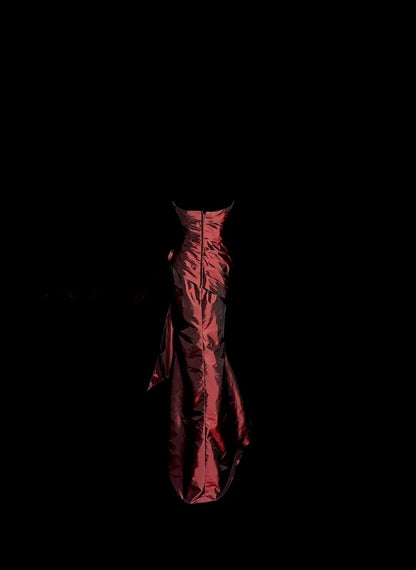 Robes de bal modestes d'inspiration sirène bustier bordeaux avec volants années 80 longues robes de soirée N3407