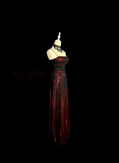 Belles robes de bal trapèze bordeaux à fines bretelles en tulle noir, longues tenues de soirée N3434