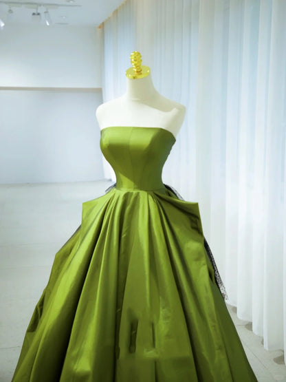 Elegantes Ballkleid Trägerlos Grün Satin Langes Abendkleid 18. Geburtstag Abschlussballkleider N2846