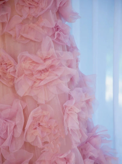 Élégante robe de bal bustier en tulle rose, longue robe de soirée, robes de bal pour 18e anniversaire N2849