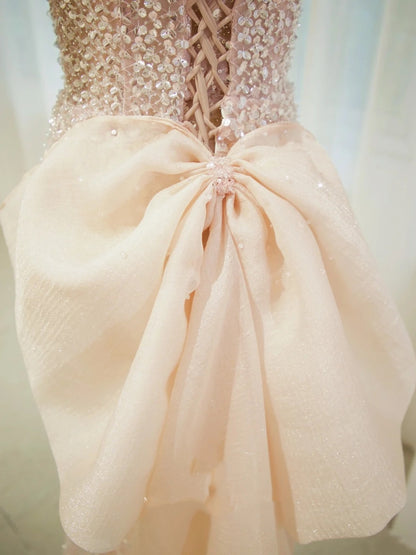 Sparkly Mermaid Off The Shoulder Pink Sequined Prom Dresses Party Dress Birthday Outfits Graduation Gown N2857