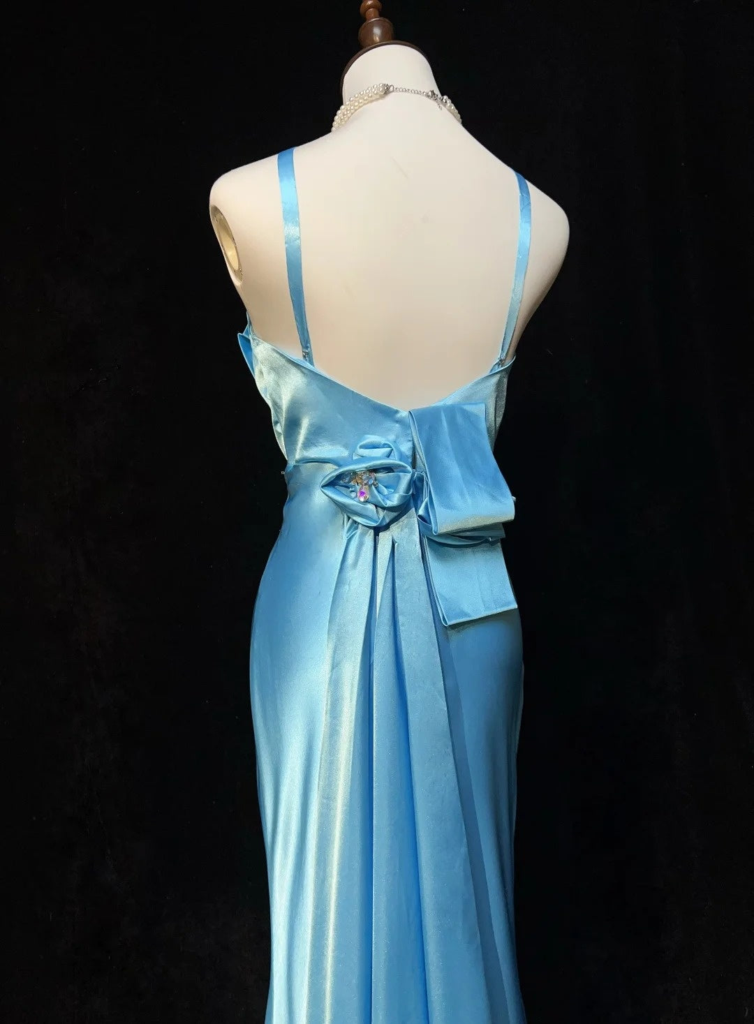 Élégantes robes de bal sirène licou longueur ras du sol Tiffany Blue Satin Robe de soirée formelle N3698