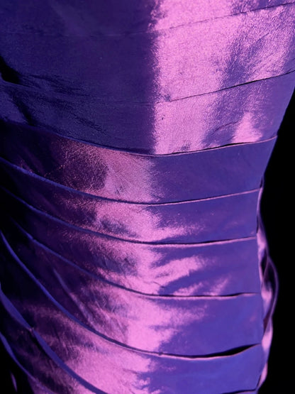 Vintage Prom Dresses 90er Meerjungfrau Trägerlos Lila Satin Mit Stufenrock Lang Semi-Formal Abendmode N3661