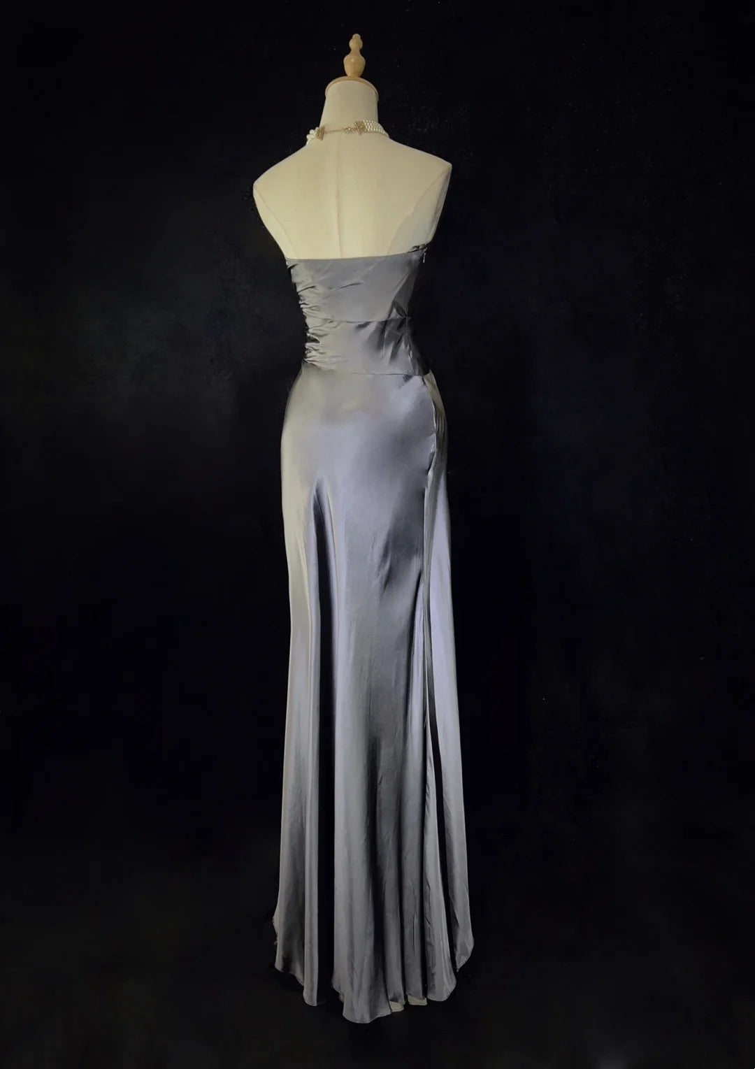 Modest Prom Dresses Mermaid Spaghetti Strap Grey Satin Long Evening Outfits N3471