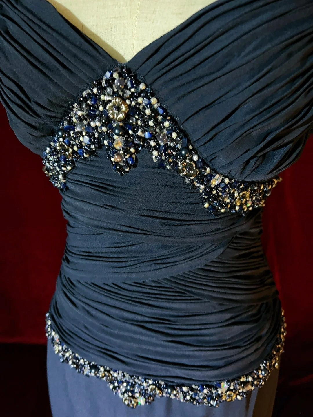 Bescheidene Ballkleider Inspo A-Linie Spaghettiträger Marineblau mit Perlenbesatz für Damen Abendkleid N3262