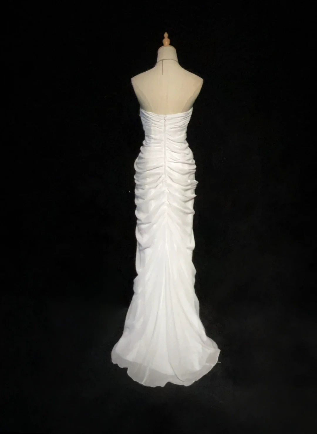 Elegante Ballkleider Meerjungfrau Sweetheart Weiß Chiffon mit Rüschen Langes Abendkleid N2895