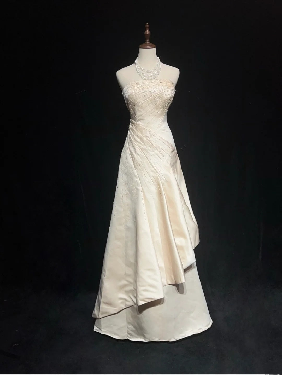 Robes de mariée vintage années 20 style sirène sans bretelles avec perles pour jardin d'été longue robe de mariée N3683