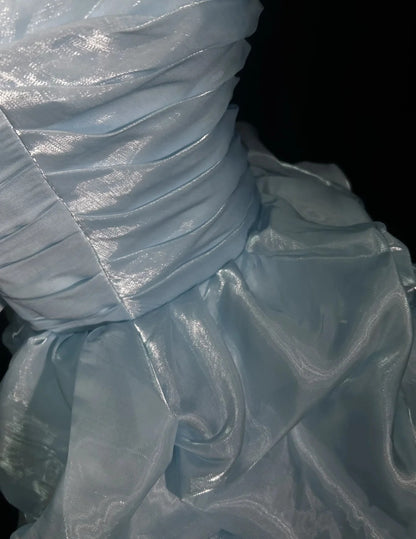 Vintage Ball Gown Sweetheart Light Sky Blue Y2K 2000s Organza Short Mini Homecoming Dresses N3106
