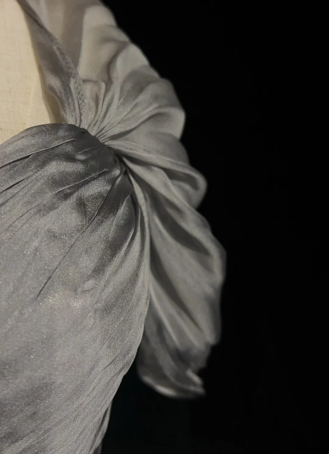 Robes de bal sirène modestes, en mousseline de soie grise avec manches, épaules dénudées, robe de soirée formelle N3847