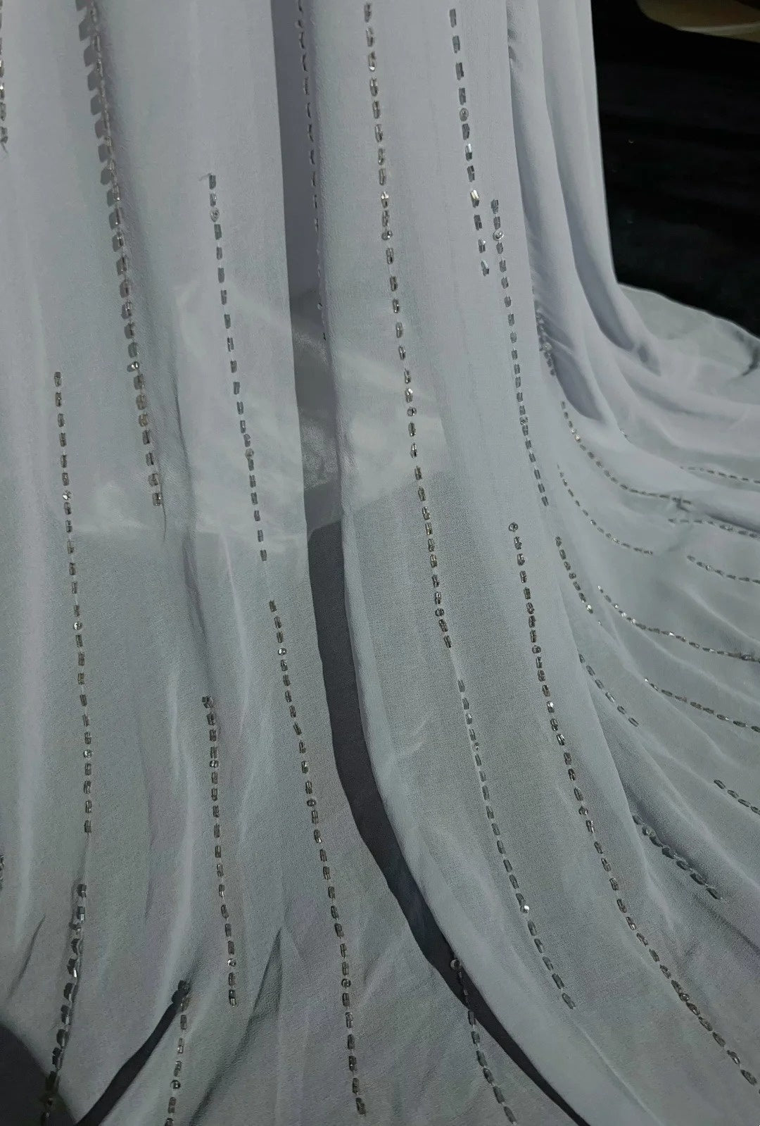 Vintage Prom Dresses Mermaid Sweetheart Gray Chiffon With Beading 1970s Long Formal Gown N2614