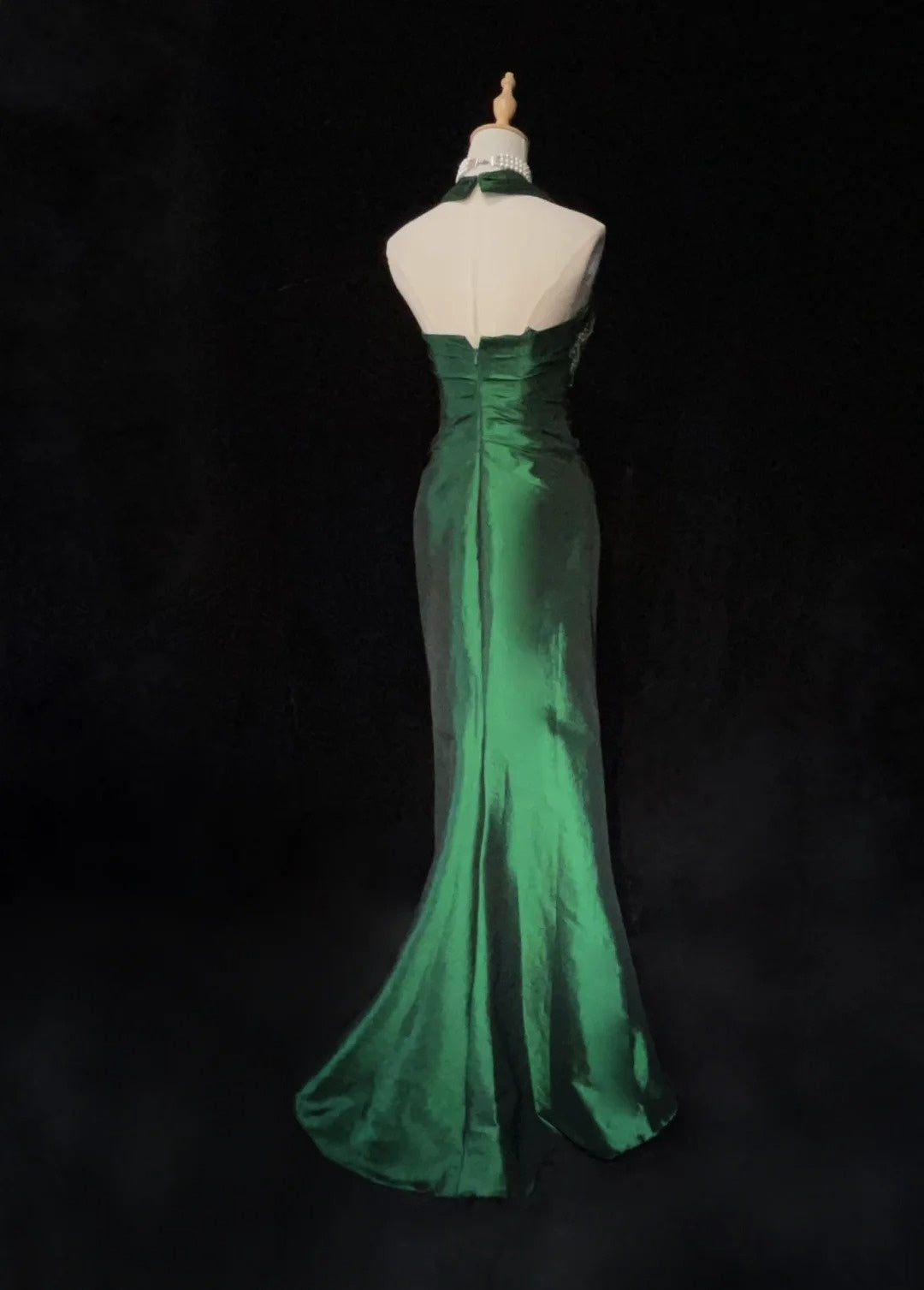 Vintage Prom Dresses Inspo Mermaid 90s Halter Dark Green With Appliqued For Women Formal Dress N3269