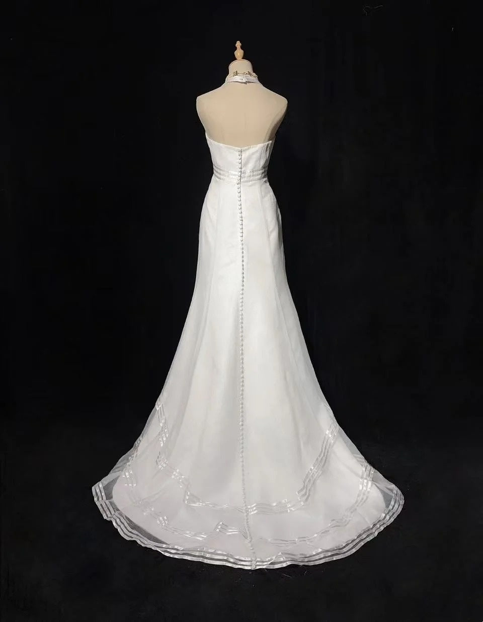 Vintage 20er Brautkleider Meerjungfrau Neckholder Weiß Schlicht Sommer Garten Langes Brautkleid N3702