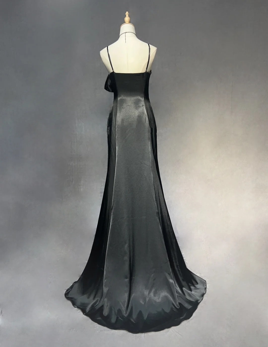 Vintage Prom Dresses Inspo A line Spaghetti Strap 90s Chiffon Black Tie Dress Chiffon With Lace For Women Formal Dress N3304