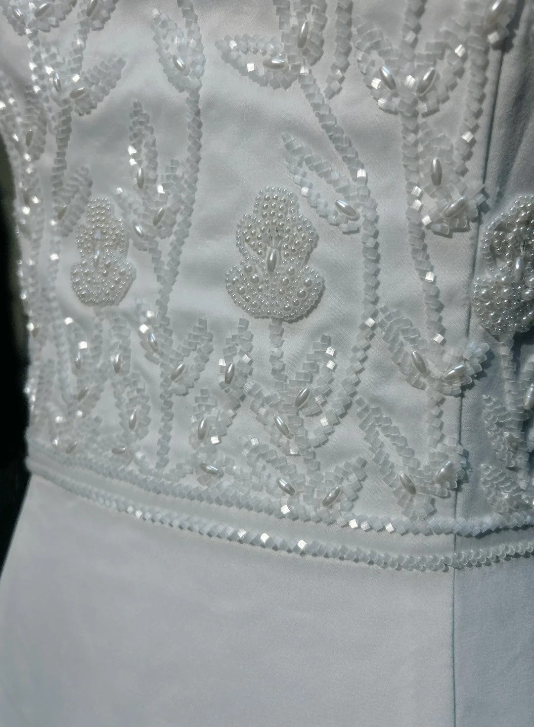 Vintage 90s Wedding Dresses Mermaid Strapless Satin White Beading Summer Garden Long Bridal Gown N3823