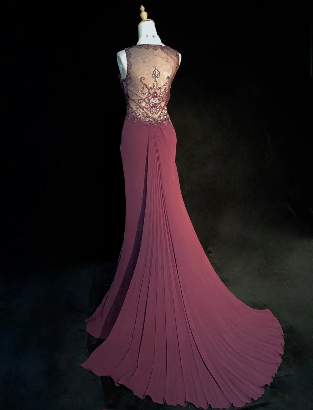 Inspiration Robes de bal vintage Sirène Bretelles spaghetti Violettes longues Années 1990 Avec perles Robes de soirée N3388