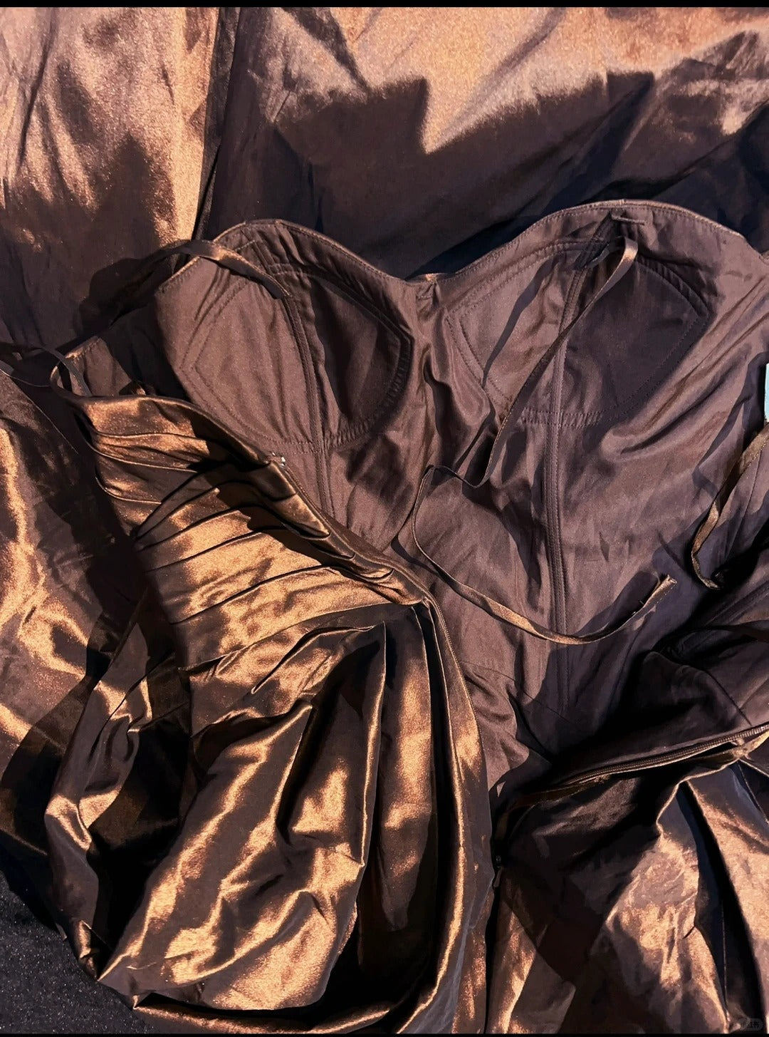 Robes de bal vintage sirène à fines bretelles marron satin années 80 longues tenues de soirée formelles N3876