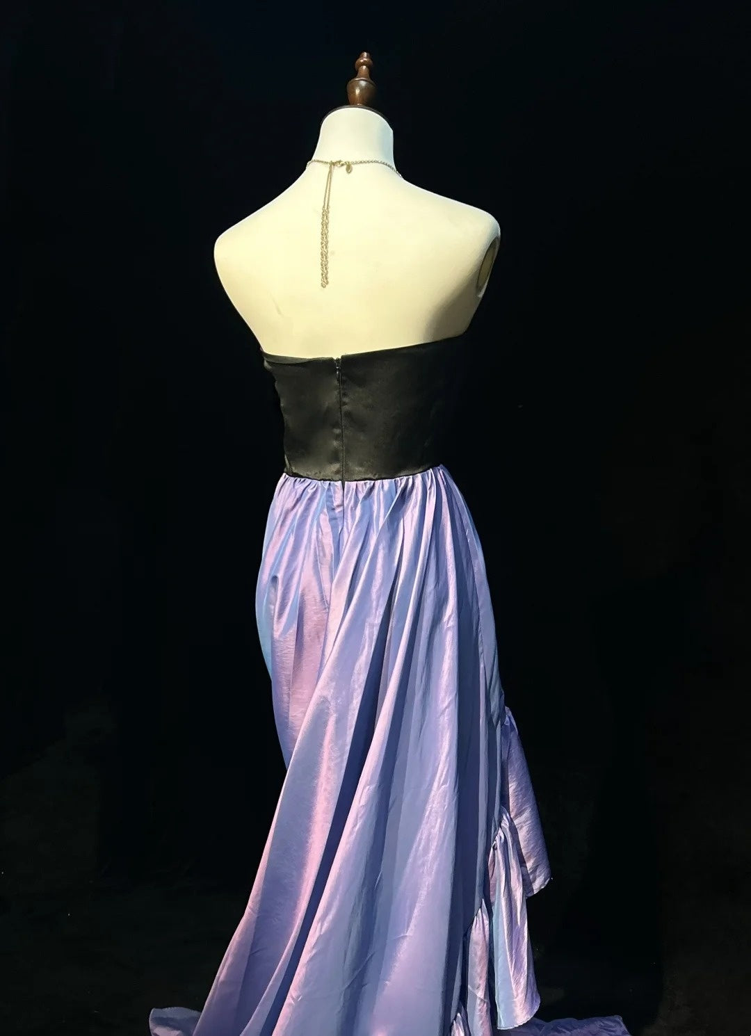 Robes de bal vintage asymétriques bustier satin noir lilas années 90 robe de soirée formelle N2653
