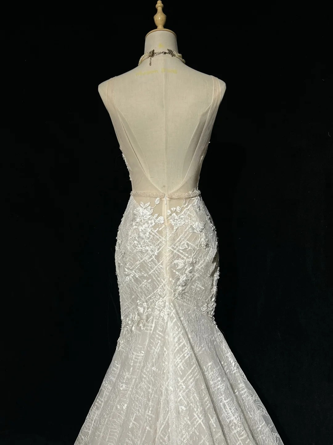 Glitzernde Brautkleider Meerjungfrau V-Ausschnitt Elfenbeinfarbene Spitze Langes Brautkleid Hochzeitskleid N2930