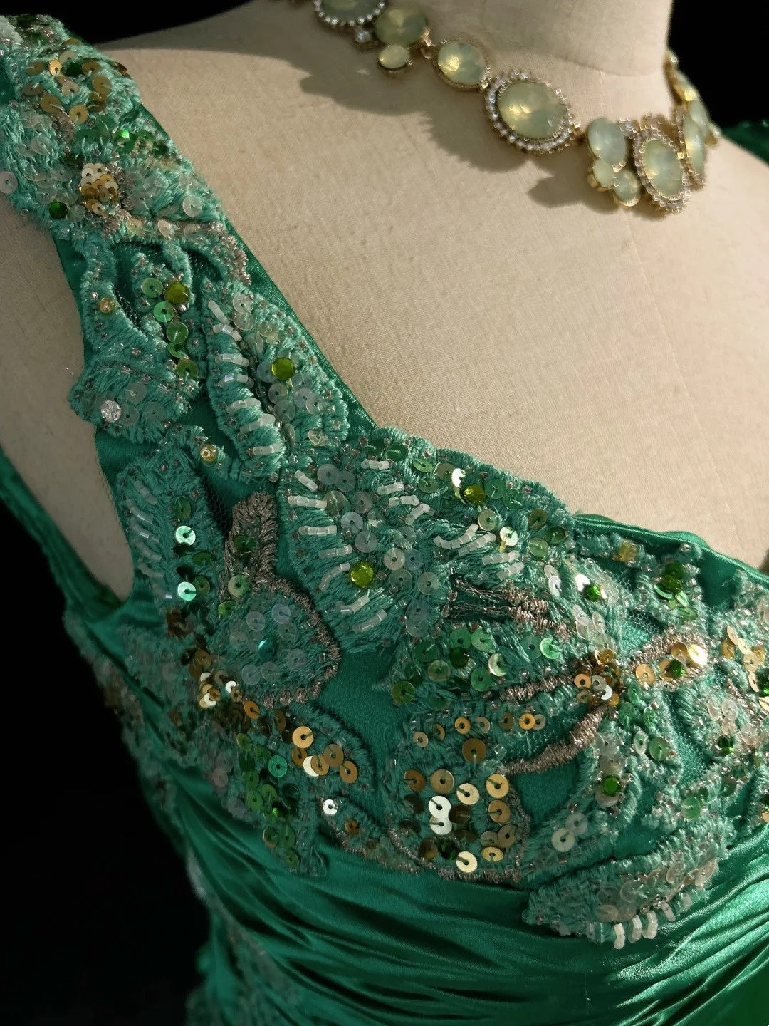 Vintage Prom Dresses Inspo Mermaid Square Neck Green Satin 90s With Appliqued For Women Formal Gowns N3332