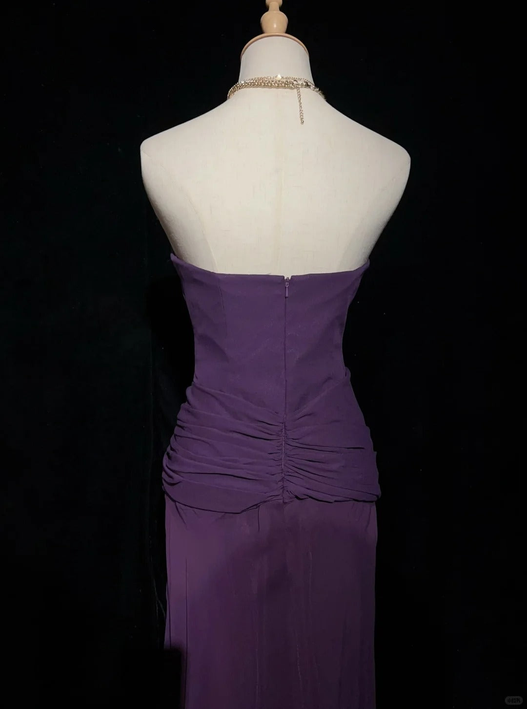 Robes de bal vintage des années 60 sirène bustier en cœur mousseline violette longue robe de bal N3102