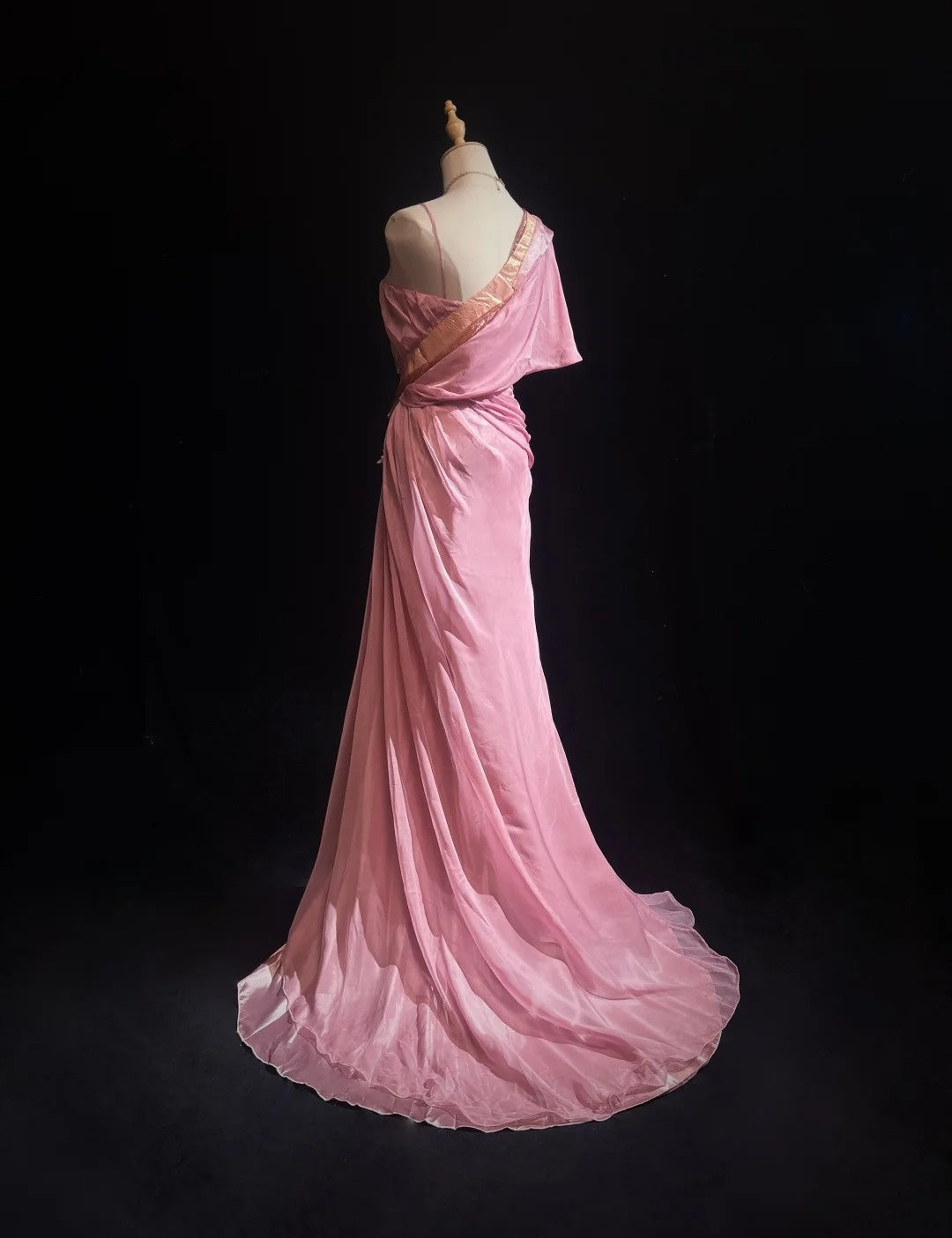 Robes de bal vintage sirène en mousseline de soie rose avec perles appliquées, longue robe de soirée années 70 N2620