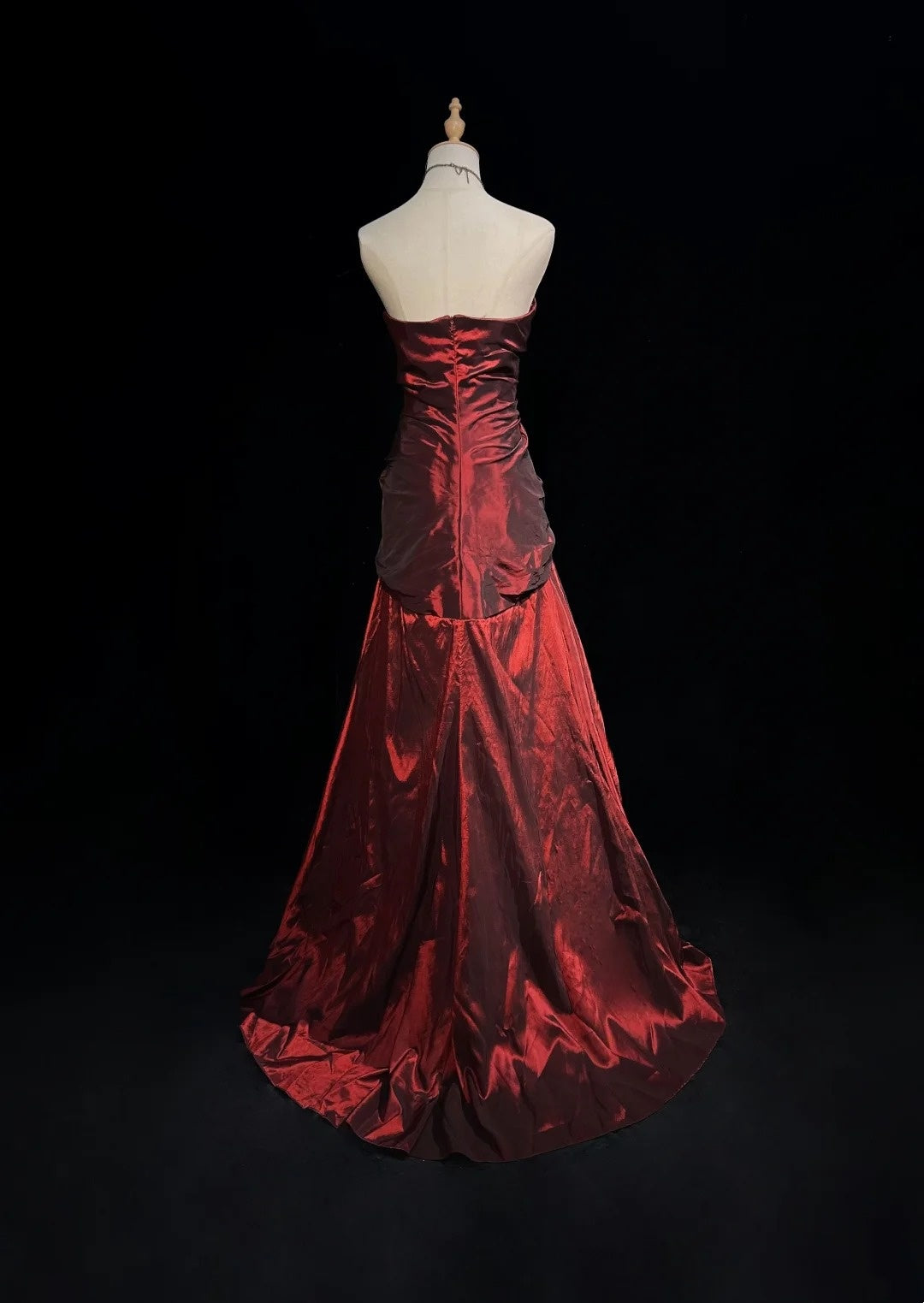 Vintage 90er Abschlussballkleider Meerjungfrau Sweetheart Burgund Taft mit gerafftem langen Ballkleid N3031