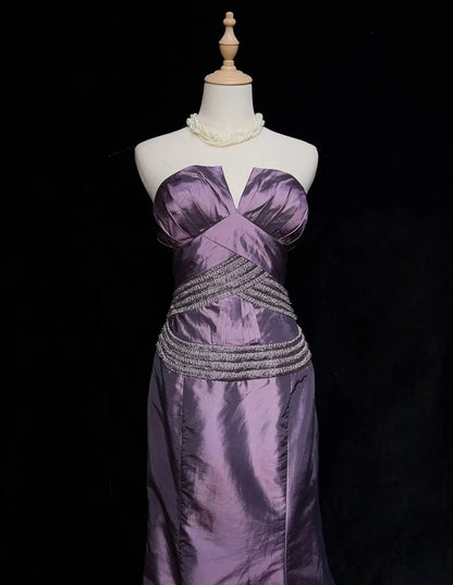 Robes de bal de rêve des années 90 Sirène Cœur Raisin avec perles Tenues de soirée formelles N3833