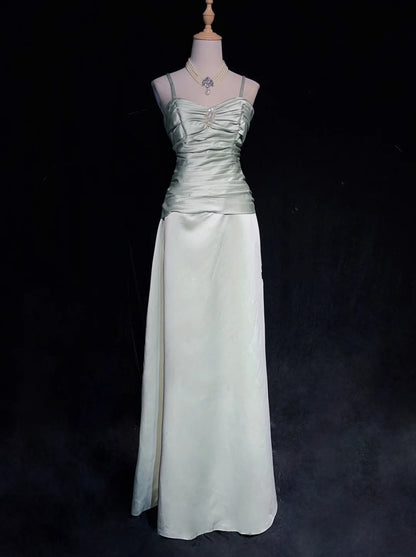 Vintage Prom Dresses Inspo A line Spaghetti Strap Sage Green With Ruffled For Women Formal Dress N3242